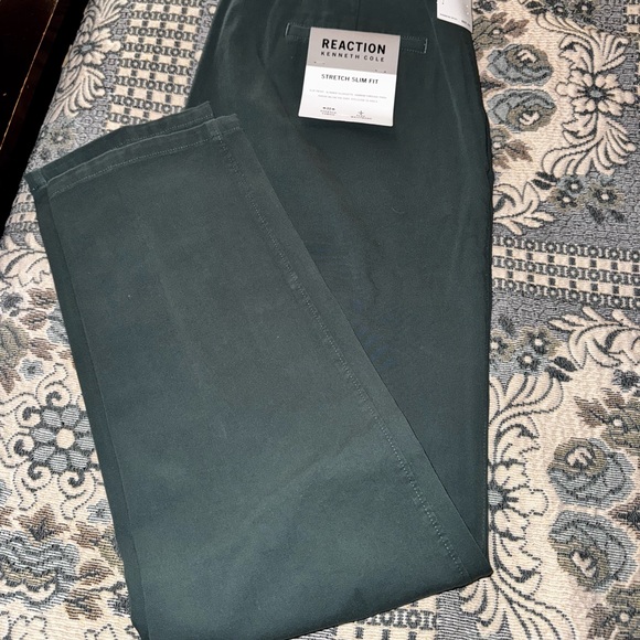 Kenneth Cole Reaction Dark Green Cotton Pants - Picture 1 of 4